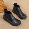 Women's Boots Autumn Winter New Flat-bottomed Round Head Casual Retro Soft-soled Soft-faced Ankle Boots Women's Large-size41-43