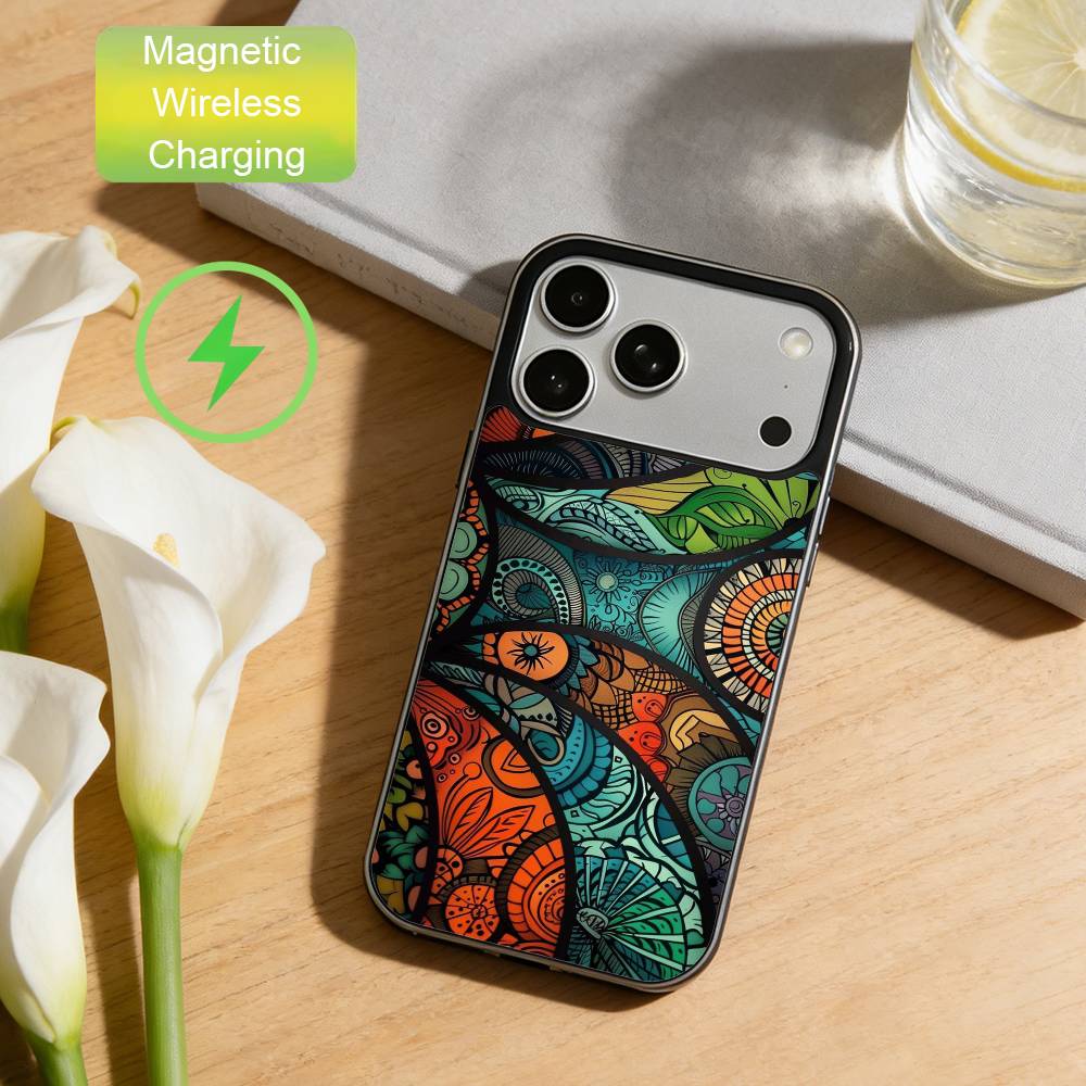 

Mexican colorful totem Phone Case For iPhone17,16,15,14,13,12,11 Max Black Wireless Charging Protecitve Cover iPhone14Plus