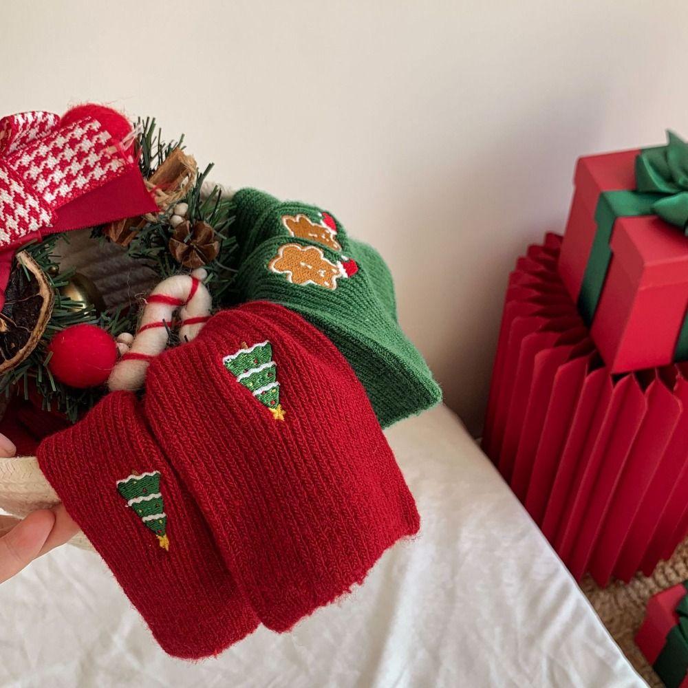 Cotton Christmas Embroidery Socks Gingerbread Man Mid-Tube Socks Cartoon Hosiery  Christmas Gift