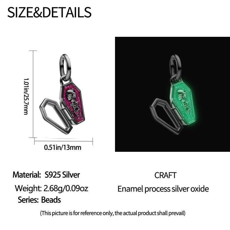 Halloween Kupfer Leuchtend Schwarzes Skelett Sarg Anhänger Perlen Passend für Charms Armband Zur Schmuckherstellung Geschenke für Frauen