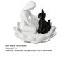 Desktop Decor Human-Cat Interaction Shape Ornament, with Stable Non-Slip Lotus Base, Gentle Healing Black And White Contrast Design, Ornament for Cat