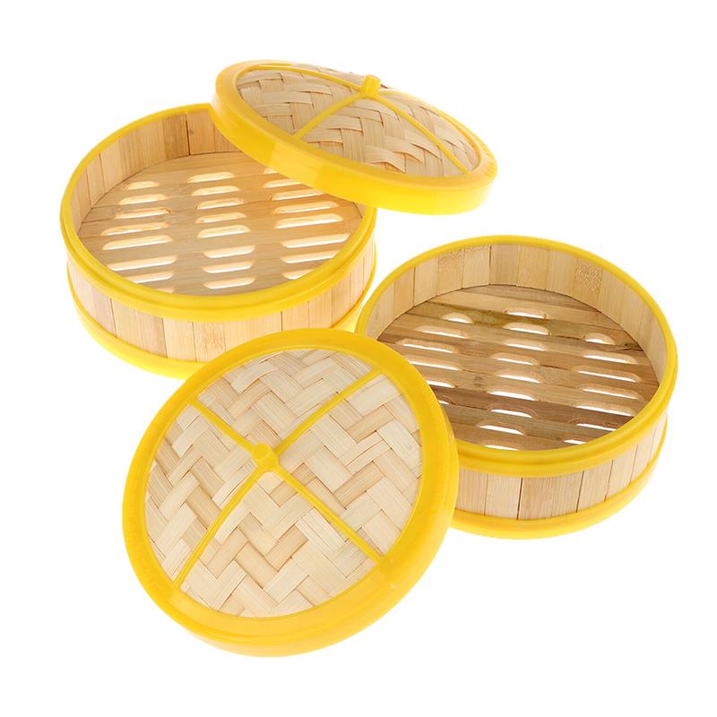 1Pc 5-6.5 Inch Cook Sticky Rice Chinese Food Making Handmade Steamer Basket With Lid Bamboo Kitchen Cookware Dumpling Steamer