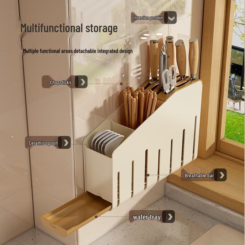 Luxury Kitchen Organizer: Multifunctional Utensil Rack for Chopsticks, Cutlery, Knives, and Spoons