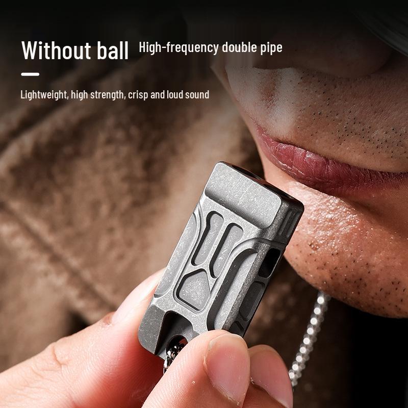 Titanium Alloy Double Tube High Decibel Emergency Rescue Whistle for Outdoor Camping