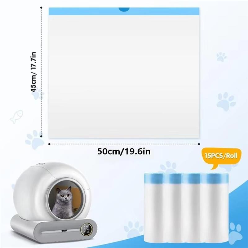 A74E-90 Count Cat Litter Bags For Automatic Litter Box Extra-Thick Cat Litter Box Liners