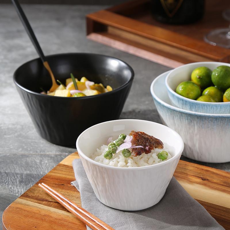 Household Ceramic Rice Bowls 4.7 Inch Stone Pattern Underglaze Colour Simple Dining Tableware Japanese New Creative Solid Bowl