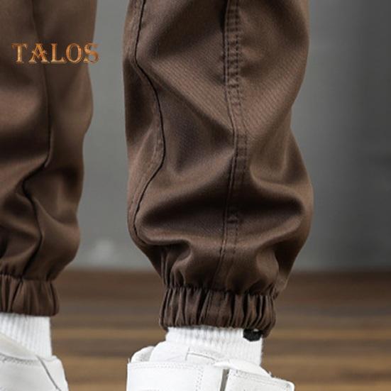 Spring Fall Men Cargo Pants Loose Drawstring Elastic Waist Multi Pockets Ankle-banded Solid Color Plus Size Sport Trousers Daily Wear Ninth Pants