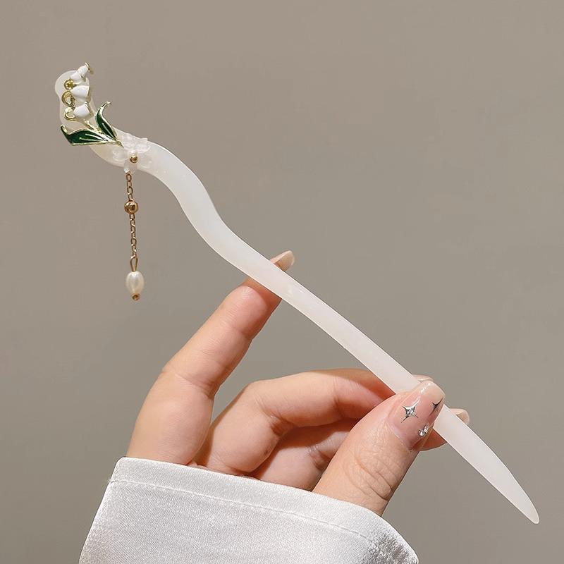 Maiglöckchen Quasten Haarnadel für Damen: Elegante Hanfu-Kopfbedeckung im antiken Stil
