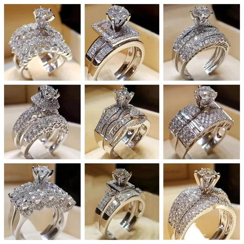Fashion Geometric Design Women'S Ring Set - Modern Bride Wedding Engagement Jewelry Accessories For Wholesale