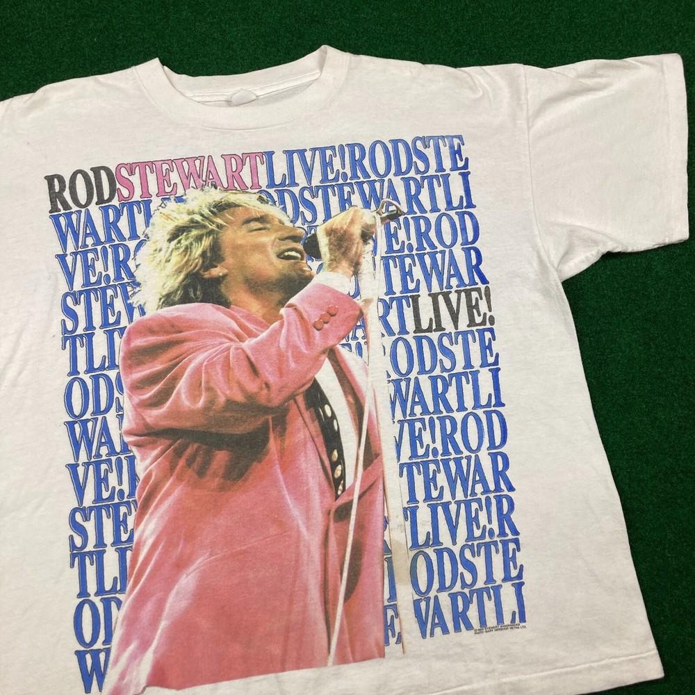 Vintage Rod Stewart Shirt Mens Women White 1989 IL724 Unisex T-Shirt XL