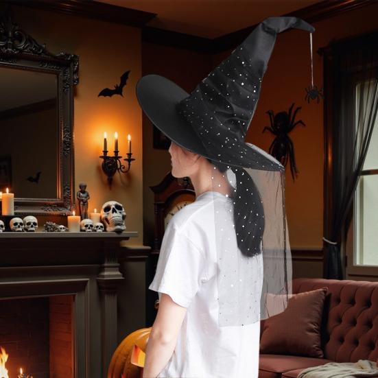 Dámský halloweenský čarodějnický klobouk skládací pro dospělé černý saténový klobouk čaroděje halloweenský kostým na párty pro cosplay karnevaly maškarní plesy