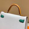 Haute Couture Palm Pattern KL Bag 25cm Second Generation Contrasting Color Half-hand Leather Shoulder Crossbody Bag Women's Mini