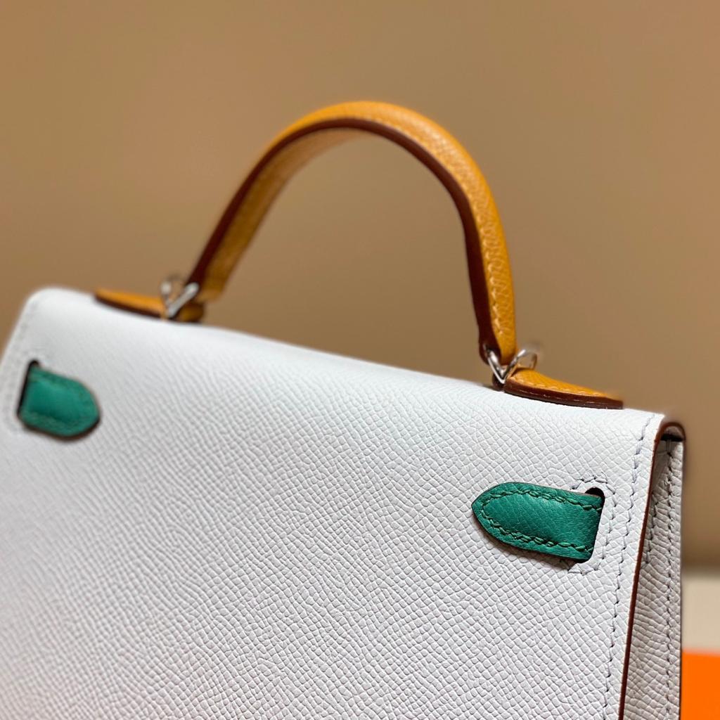 Haute Couture Palm Pattern KL Bag 25cm Second Generation Contrasting Color Half-hand Leather Shoulder Crossbody Bag Women's Mini