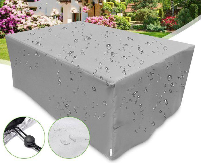 Housse pour salon de jardin, housse pour table de jardin rectangulaire imperméable et coupe-vent argentée 180 x 120 x 74 cm