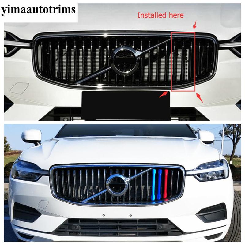Tricolor Front Head Grille Grill Strip Molding Decoration Cover Trim For VOLVO XC60 2018 -  Plastic Accessories Exterior Kit