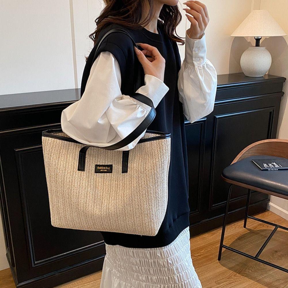 Leisure Straw Shoulder Bag Summer Tote Bag New Weave Straw Bag  for Women