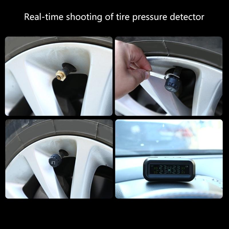 Reifendruckkontrollsystem, Wasserdichtes TPMS-Sensoren-Set, Digitales Display mit Solar- und USB-Betrieb für Auto-SUV