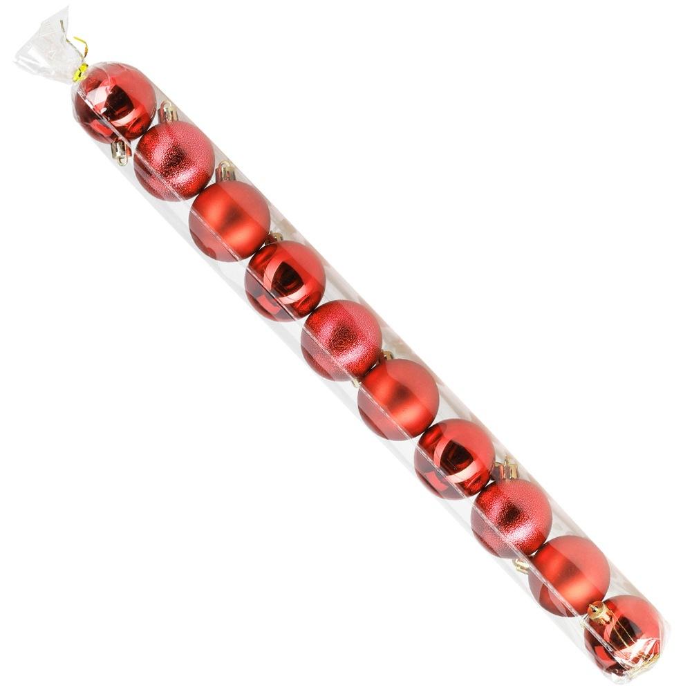 10x Bombki Choinkowe Świąteczne Nietłukące Czerwone Zestaw Bombek Choinka