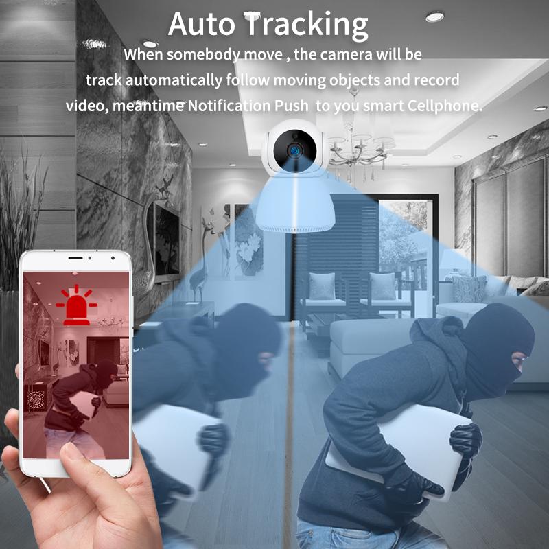 WIFI Surveillance Camera, HD Wireless IP PTZ Camera, Night Vision, Two-Way Audio, Motion Detection, Security Monitoring