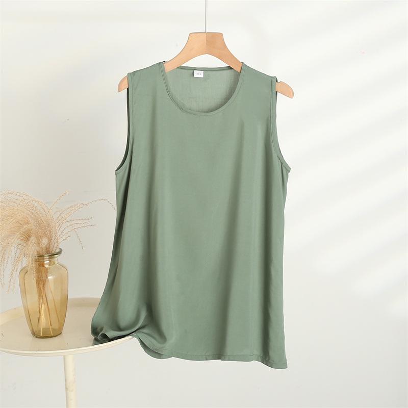 

Летняя модная хлопково-вискозная футболка без рукавов для женщин среднего и пожилого возраста - Новый свободный наряд бабушки 2025 5XL