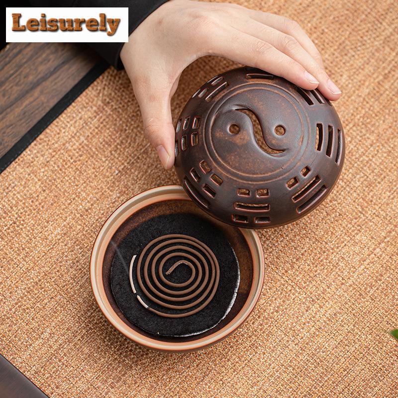 Zen Tai Chi Incense Burner Retro Plate Aromatherapy Furnace Chinese Agarwood Indoor Censer Burner Holder Tea Table Ornaments
