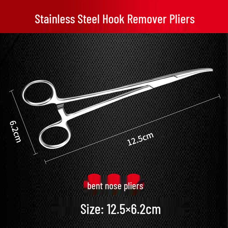

Curved and Straight Tip Stainless Steel Hemostatic Forceps for Fishing - Hook Remover and Tackle for Angling Standard