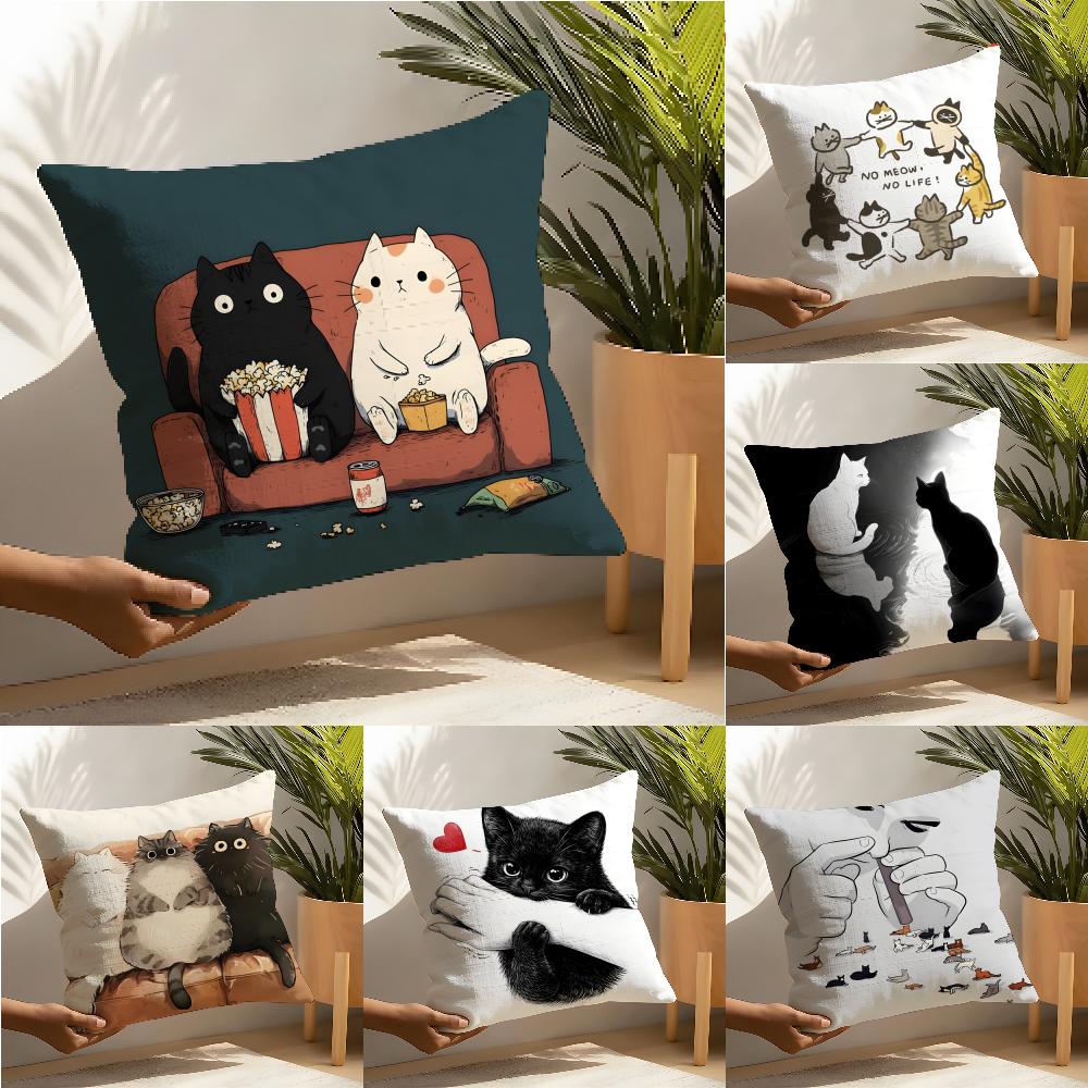 Cute Cartoon Plush Cat 1 Pillow Case Linen Cushion Covers For Decorative Sofa Home Pillows Case Car Chair Pillows Cases