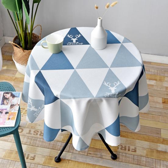 Tablecloth Nordic Style Plaid Print Round Shape Tablecloth Wrinkle Resistant Spill Proof Smooth Winter Table Cover Home Decor