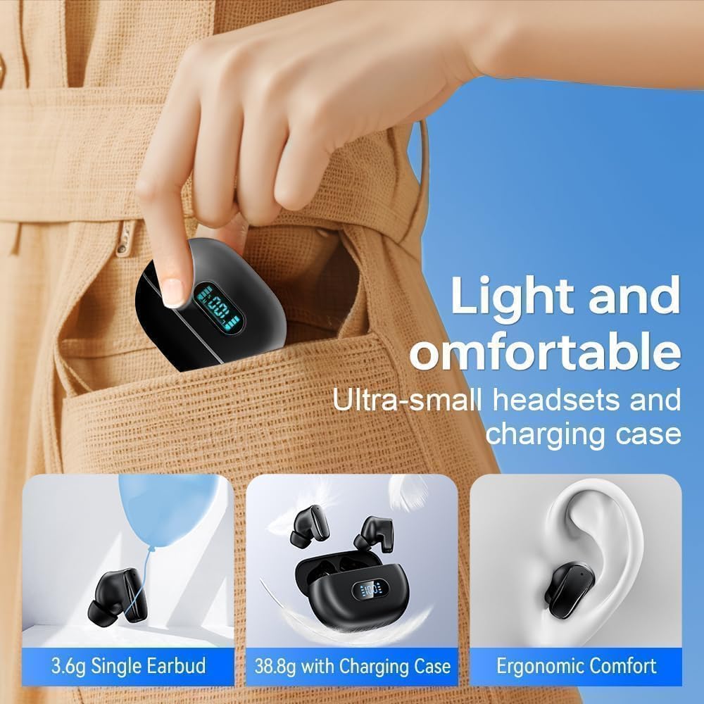 Wireless Earbuds Bluetooth Headphones 5.3 HiFi Stereo Earphones Touch Control IPX7 Waterproof Deep Bass Sports Ear Buds with Built-in Mic for Running