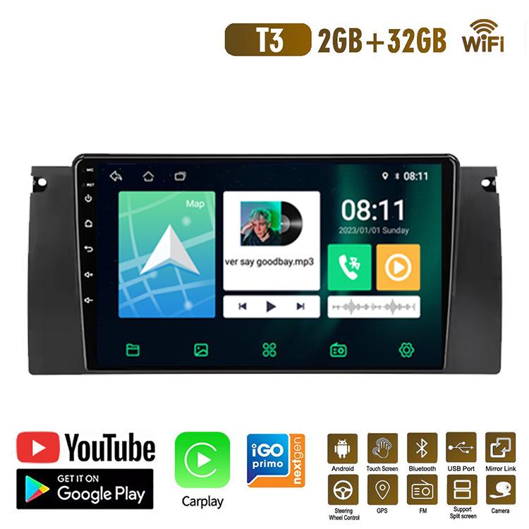 BMW M5 E39 E53 X5 Android HD Navigasyon Kontrolü Geri Görüş Kamerası CarPlay ile