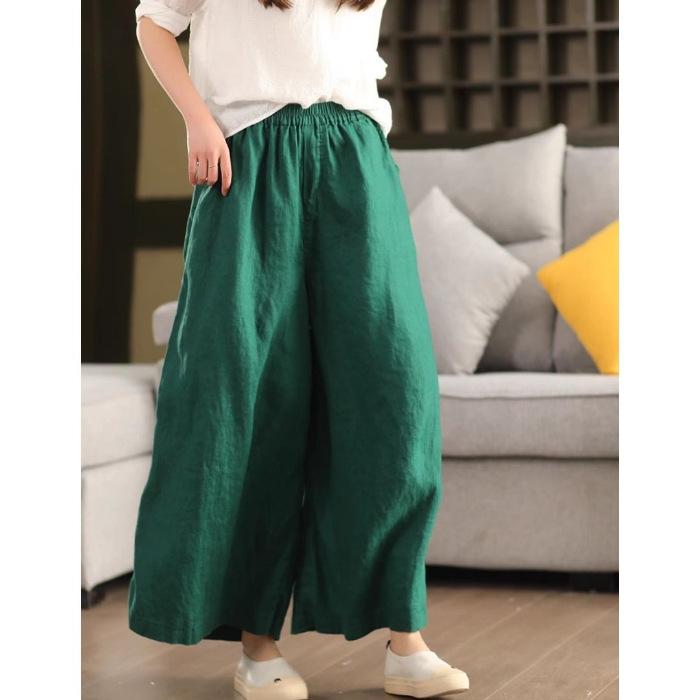 New Summer Casual Pants for Women Drape and Versatile Loose Slim Women's Retro Nine-point Wide-leg Pants for Women