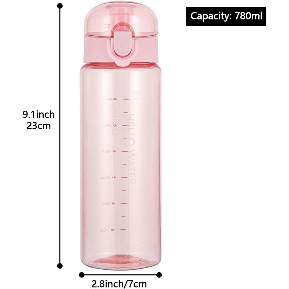 Transparente Wasserflasche mit Skala, Sport Auslaufsichere und BPA-freie Plastikwasserflasche, Wiederverwendbar, Geeignet für Reise Fitnessstudio