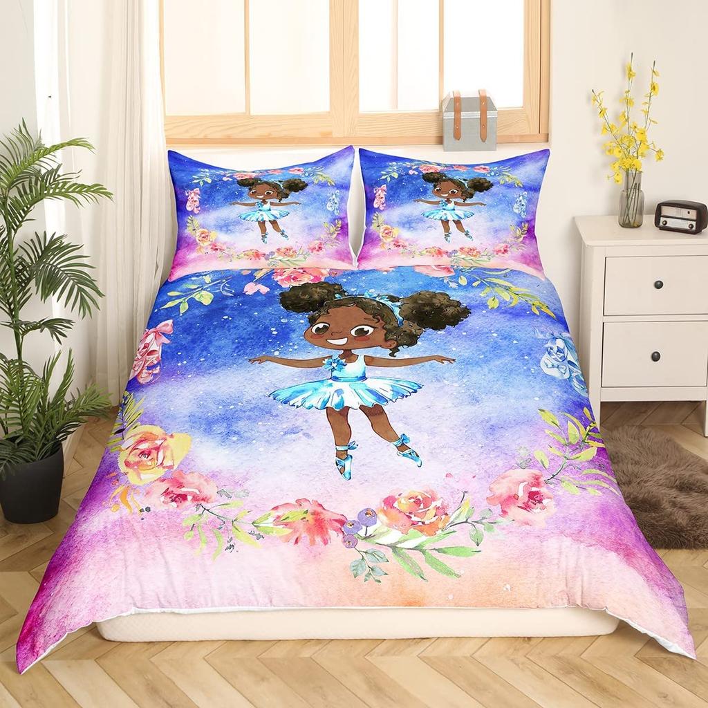 Sada povlaku na přikrývku pro milovníky gymnastiky a baletu, velikost Full/Twin, polyesterová sada ložního prádla s krásnou siluetou pro výzdobu pokoje dětí, teenagerů a dospělých