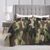 Green And Brown Camo Blanket Soft Aesthetic Plush Bedding Throws For Kids Living Room Flannel Bedspread Bed Cover