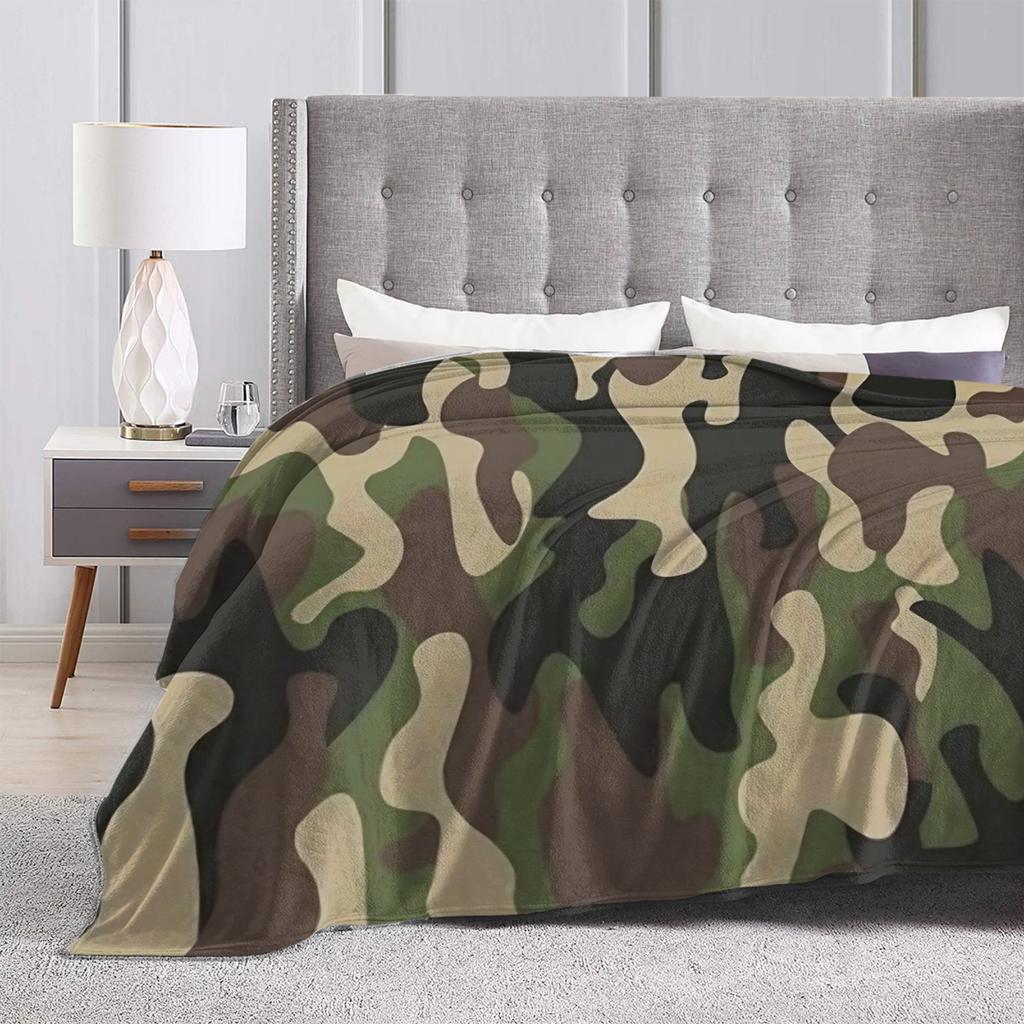 Green And Brown Camo Blanket Soft Aesthetic Plush Bedding Throws For Kids Living Room Flannel Bedspread Bed Cover