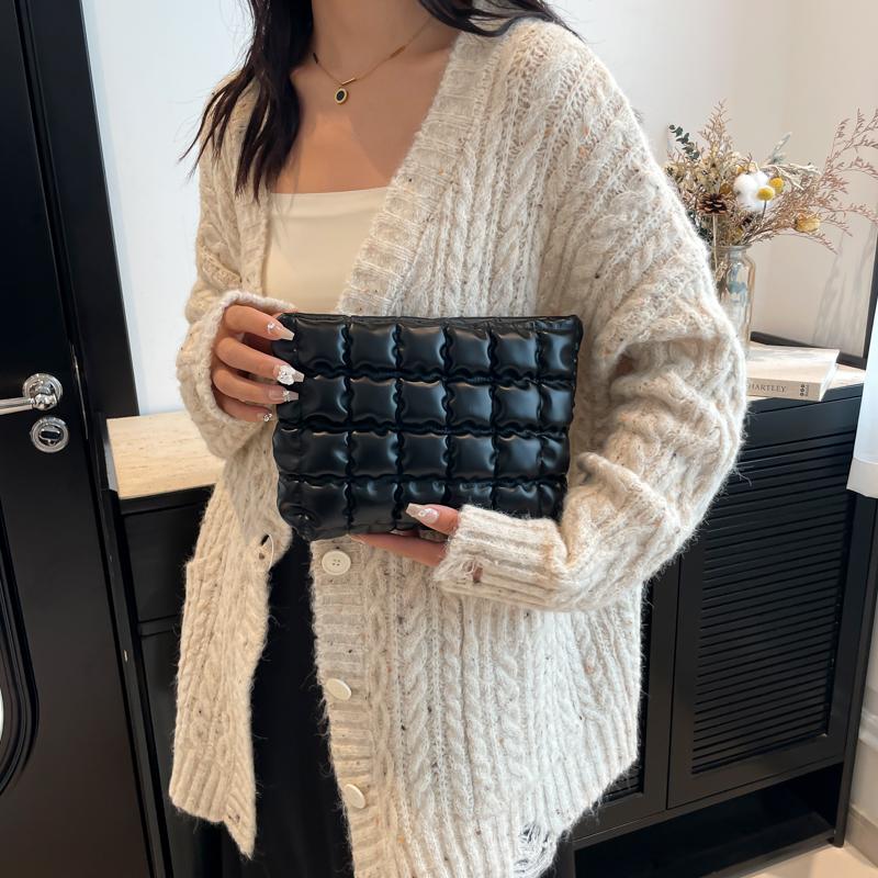 

1 шт. Клатч в клетку чистого цвета, универсальная маленькая квадратная сумка, в которую можно положить мобильный телефон