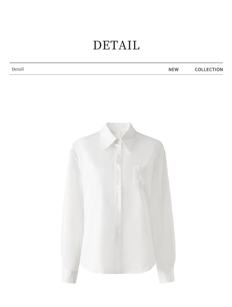 Women's Early Spring Loose Casual Lace Cotton Shirt with Bamboo Joint Design