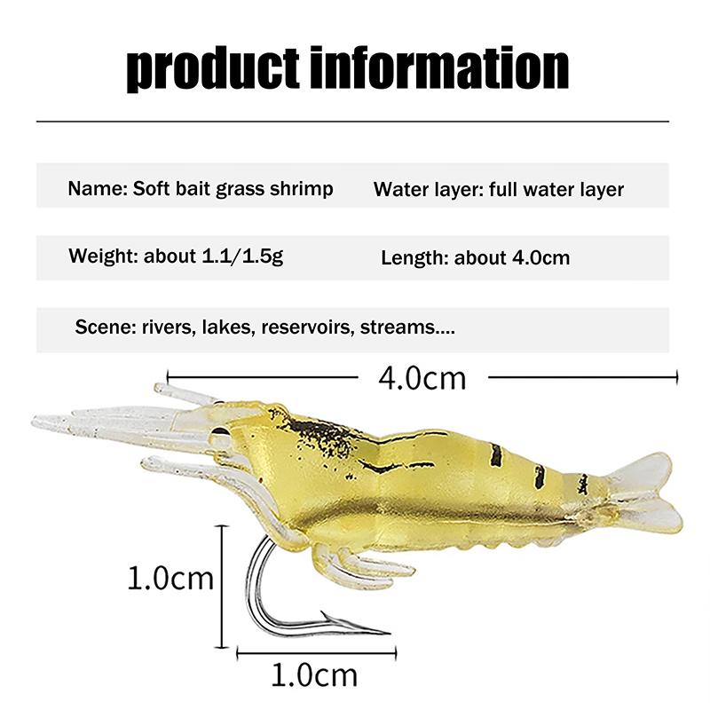 510/20Pcs Goture Shrimp Lures For Freshwater Saltwater, Luminous Shrimp Bait Set With Sharp Hook And Bead