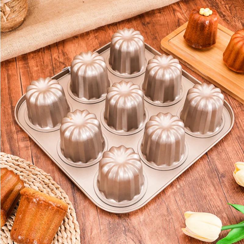 6/9/12 Holes Cake Mould Carbon Steel Bakeware Mini Cake Pan Cannelés Muffin Cupcake Molds Dessert Baking Tool Home Kitchen Cook