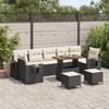 VidaXL 10-Piece Garden Sofa Set with Cushions Black Poly Rattan Acacia 3363680