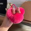 Cute Rex rabbit hair car keychain pendant Internet celebrities ins pom-pom doll book bag pendant gift