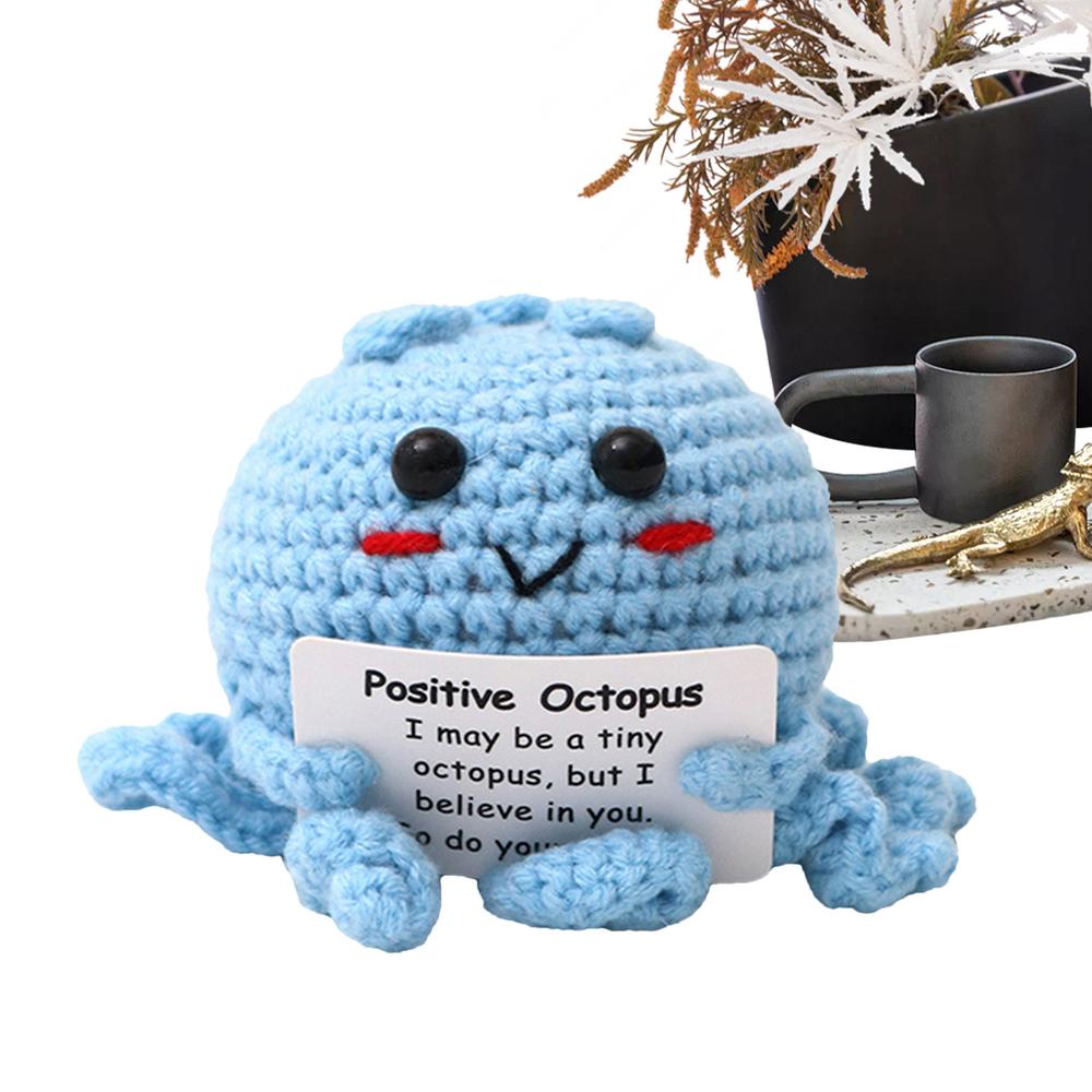 

Positive Crochet Crochet Dolls With Encouragement Card Collectible Toy For Coworkers Girls Boys Friends Teachers Women синий