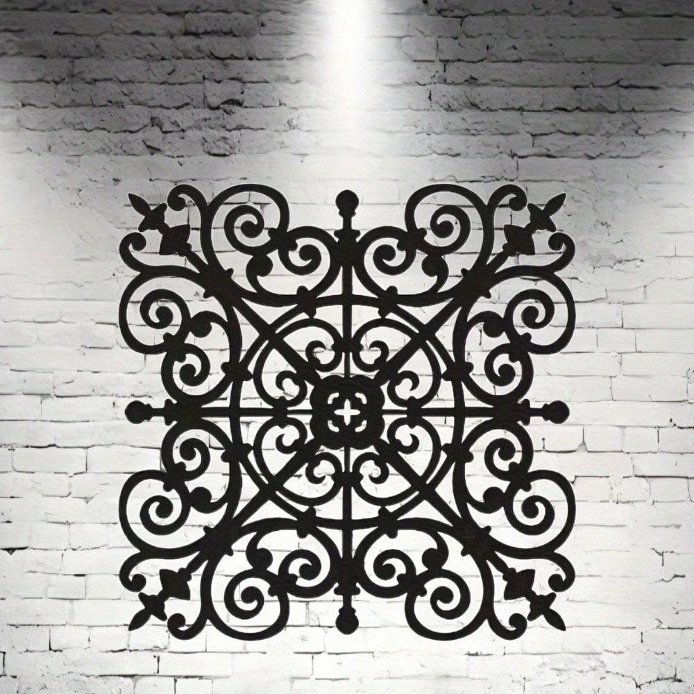 1PC Handmade Iron Wall Art Scrollwork Decorative Hanging Plaque for Living Room Home Office Farmhouse Style Metal Wall Decor