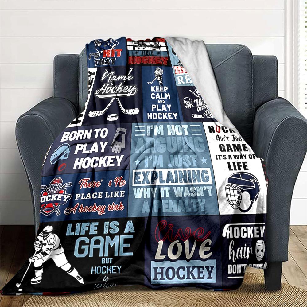 Hockey Quotes And Designs For Sports Enthusiasts Cozy Customize Your Name Soft Warm Cozy Versatile For Sofa Couch Office Bed Picnics For All Occasions