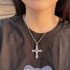 Gothic Y2K Crystal Zircon Cross Pendant Necklace for Women European and American Fashion Neck Chain Party Jewelry Birthday Gift