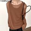 Frühling Männer Langarm Hohl Tops Casual Sehen Durch Gestrickte Pullover