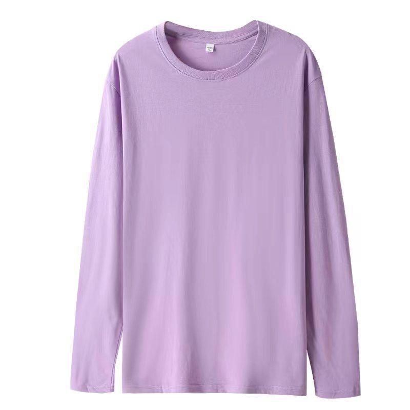 

Однотонная хлопковая футболка с длинными рукавами, мужская свободная повседневная толстовка с капюшоном на весну и осень, круглая горловина XL фиолетовый