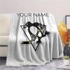 Custom Name,Pittsburgh Penguins Printed Flannel Blanket, soft throw for bedroom sofa, washable, Christmas present, great gift.