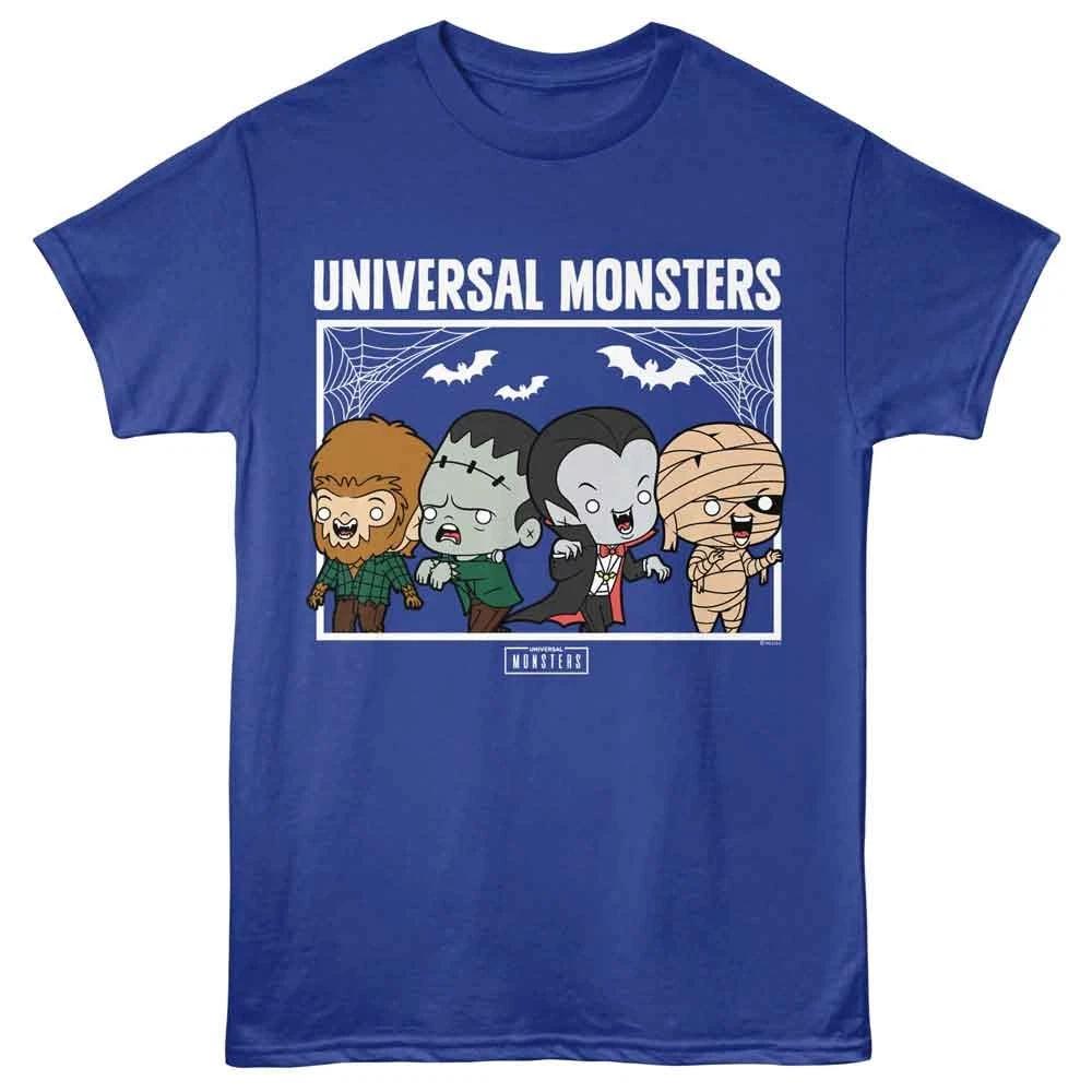 Universal Monsters - Chibi Monsters - Front Print Solid Children s T-shirt - Royal 100