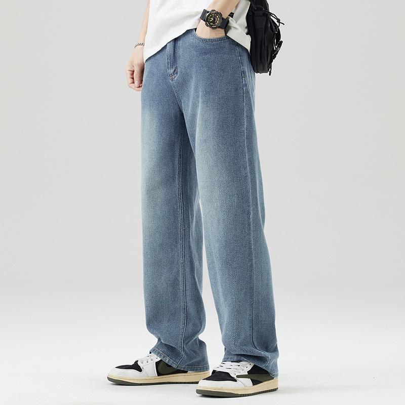 

Узор «Звездное небо» Новые брюки-джинсы широкие штанины мужские свободные прямые брюки весенне-летние тонкие 36